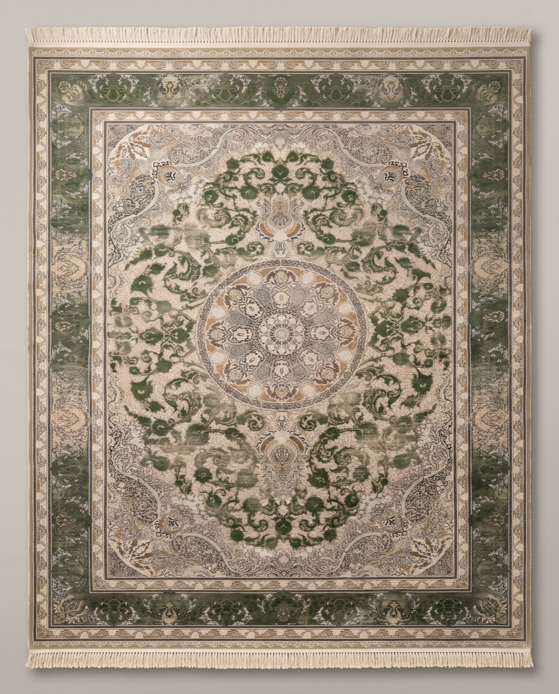 Persian rug in warm tones with central medallion