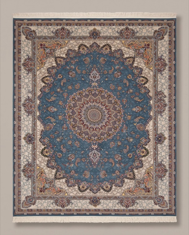 Azure Tabriz, a persian rug in Airforce blue & cream