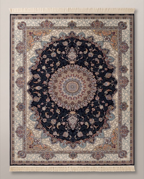 Midnight Isfahan, a persian rug in Midnight navy & ivory