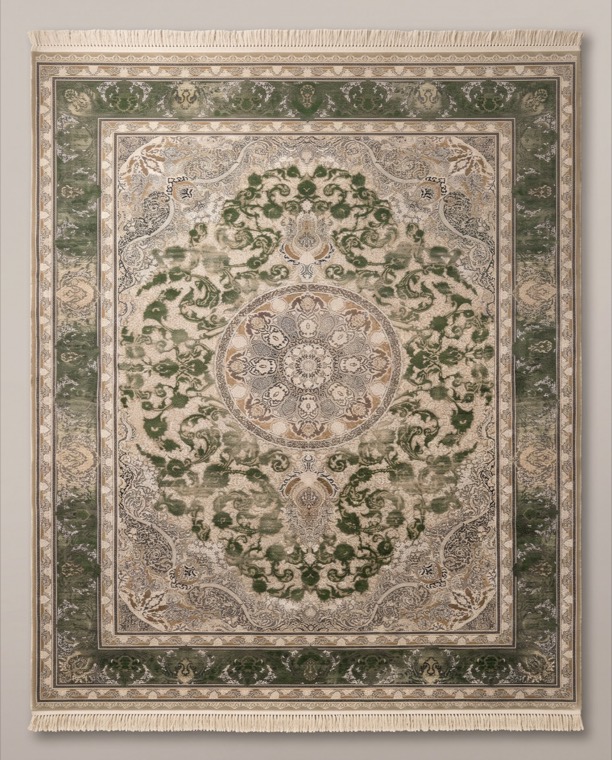 Emerald Kashan, a persian rug in Emerald & sage green