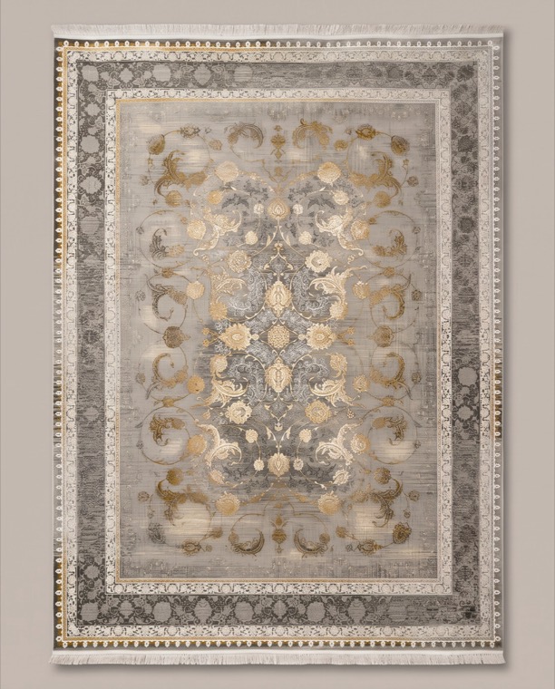 Gilded Slate, a persian rug in Slate grey & gold