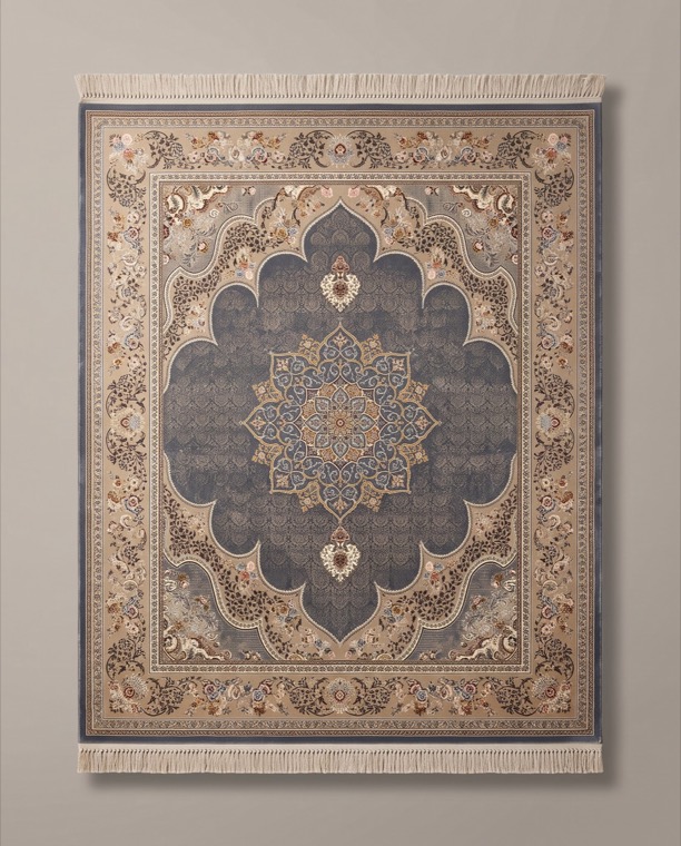 Ashen Kashan, a persian rug in Ash grey & rose