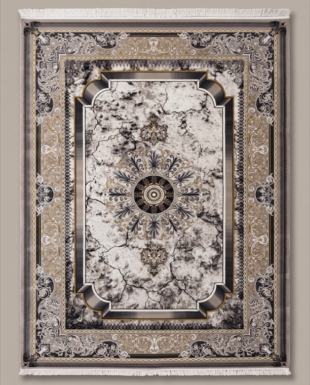 Alabaster Scroll, a persian rug in Alabaster & gold