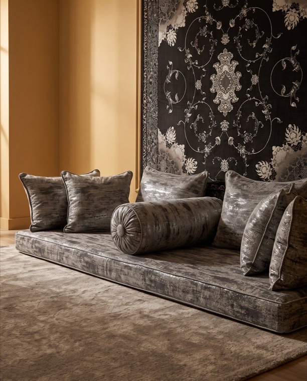 Majlis Set — Silver Shimmer, a toshak & majlis in Silver shimmer velvet